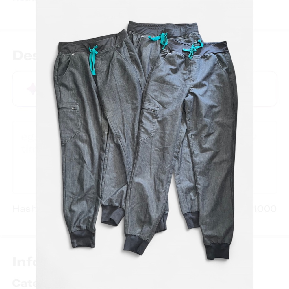 3 pairs FIGS Zamora Jogger Scrub Pants Graphite Gray XS